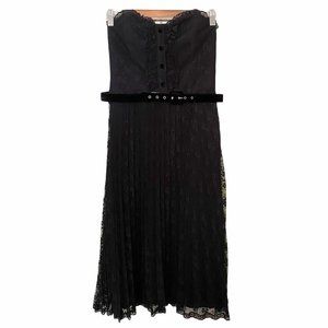 Betsey Johnson Vintage Strapless lace Pleated Dress